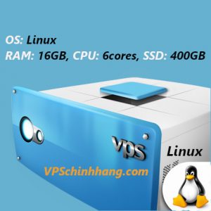 VPS Linux RAM 16GB, CPU 6cores, SSD 400GB