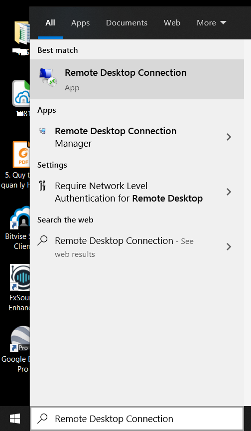 Remoted Desktop Connection điều khiển VPS