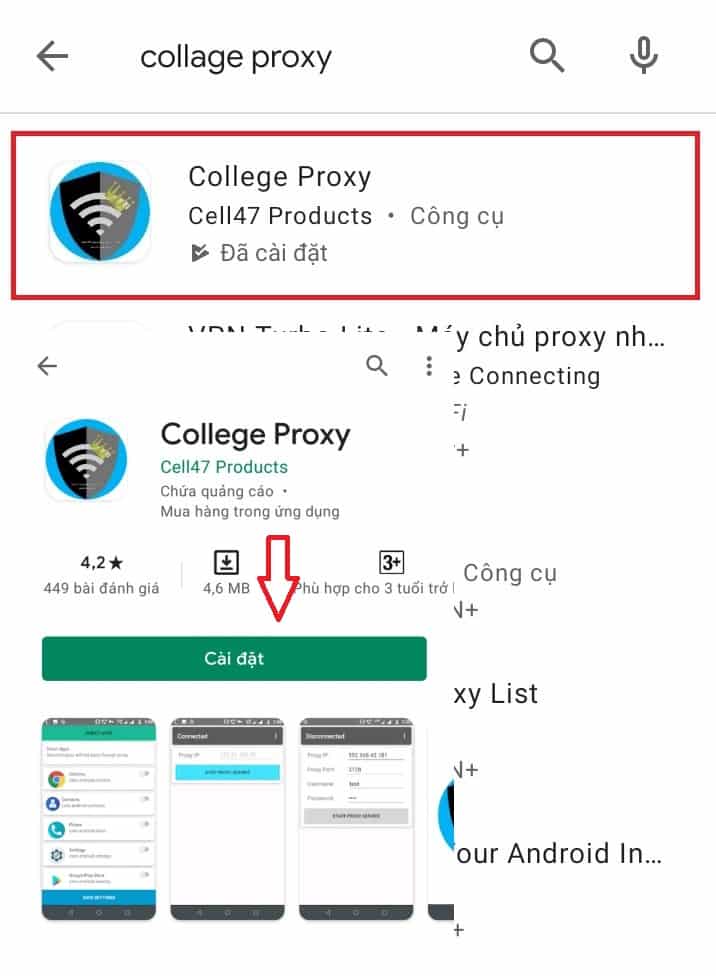 College Proxy giúp bạn thay đổi IP trên điện thoại bằng Proxy HTTP hoặc proxy SOCKS5
