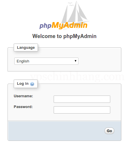 Màn hình hiển thị phpMyAdmin hoạt động bình thường