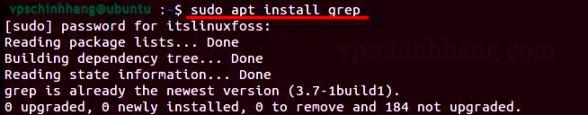 Lệnh grep được cài đặt trên hệ thống Linux