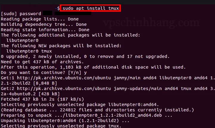Cài đặt Tmux trên bản phân phối Ubuntu