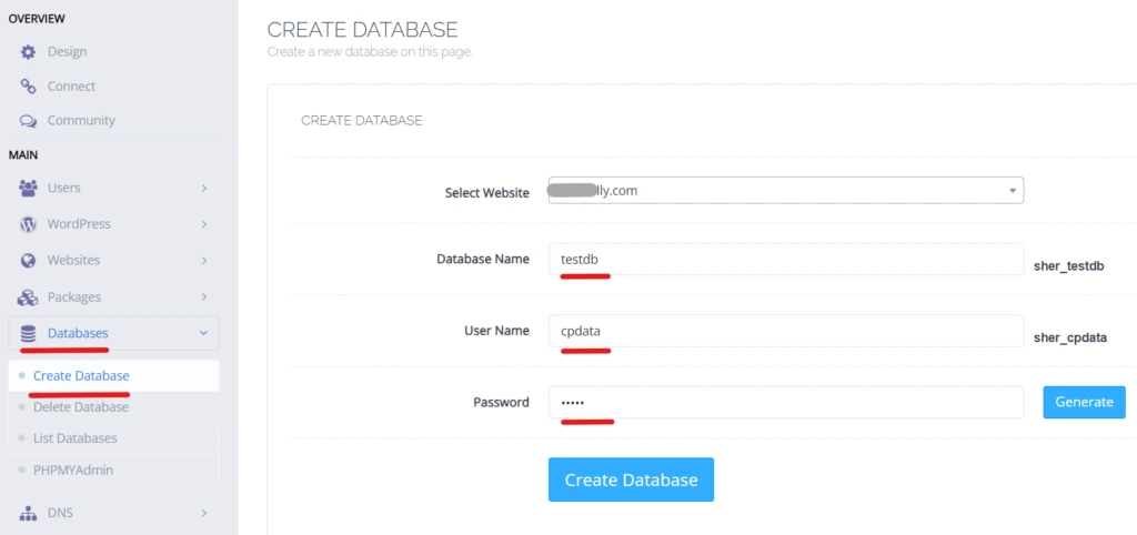 Tạo database mới cho WordPress