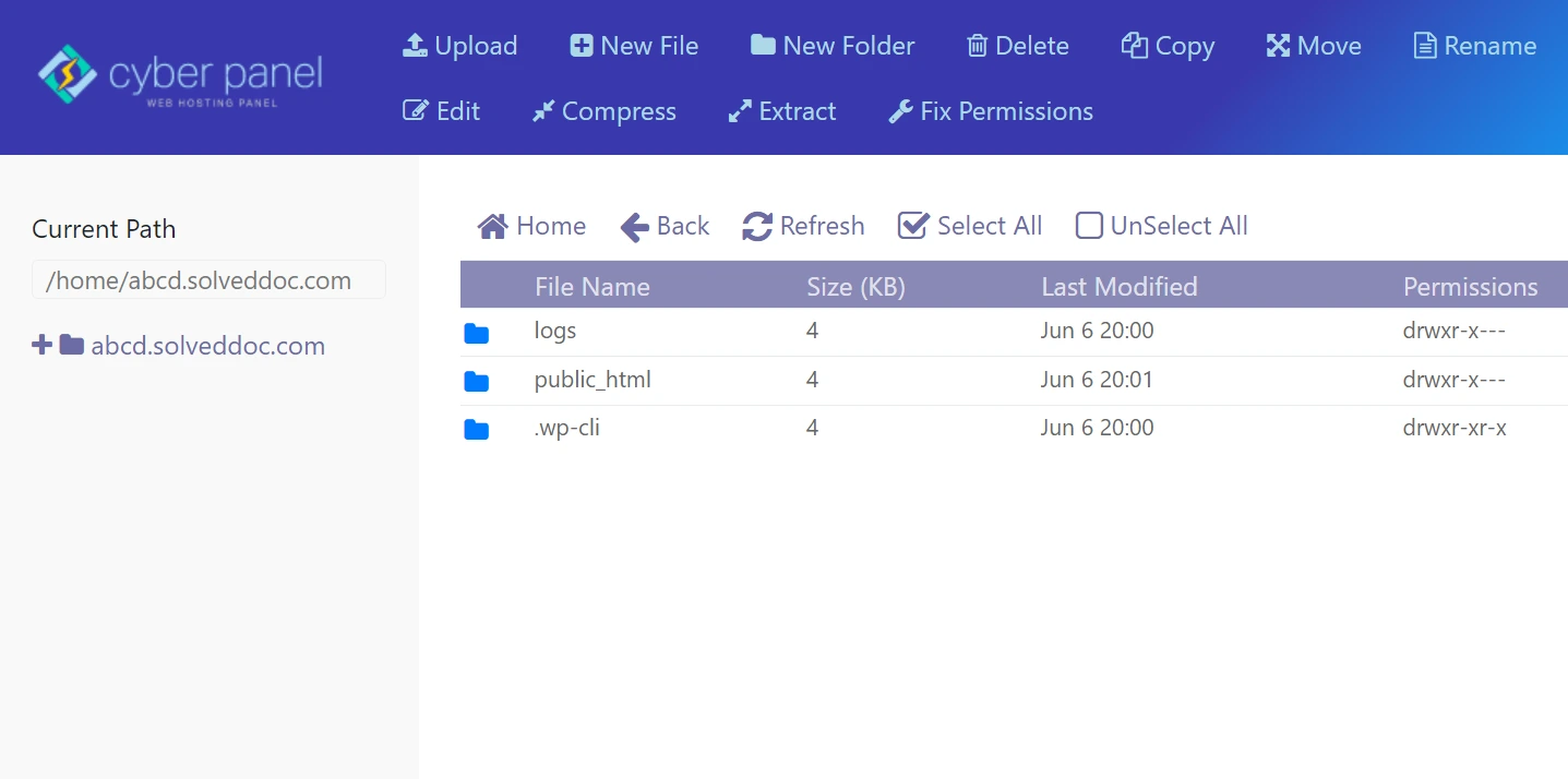 Thư mục public_html trong File Manager