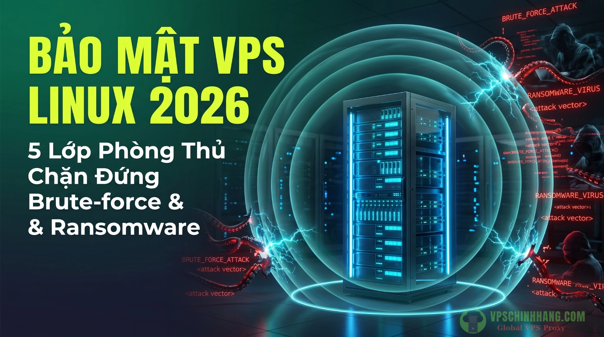Hướng dẫn kiến trúc 5 lớp bảo mật VPS Linux toàn diện năm 2026 chống Brute-force và Ransomware