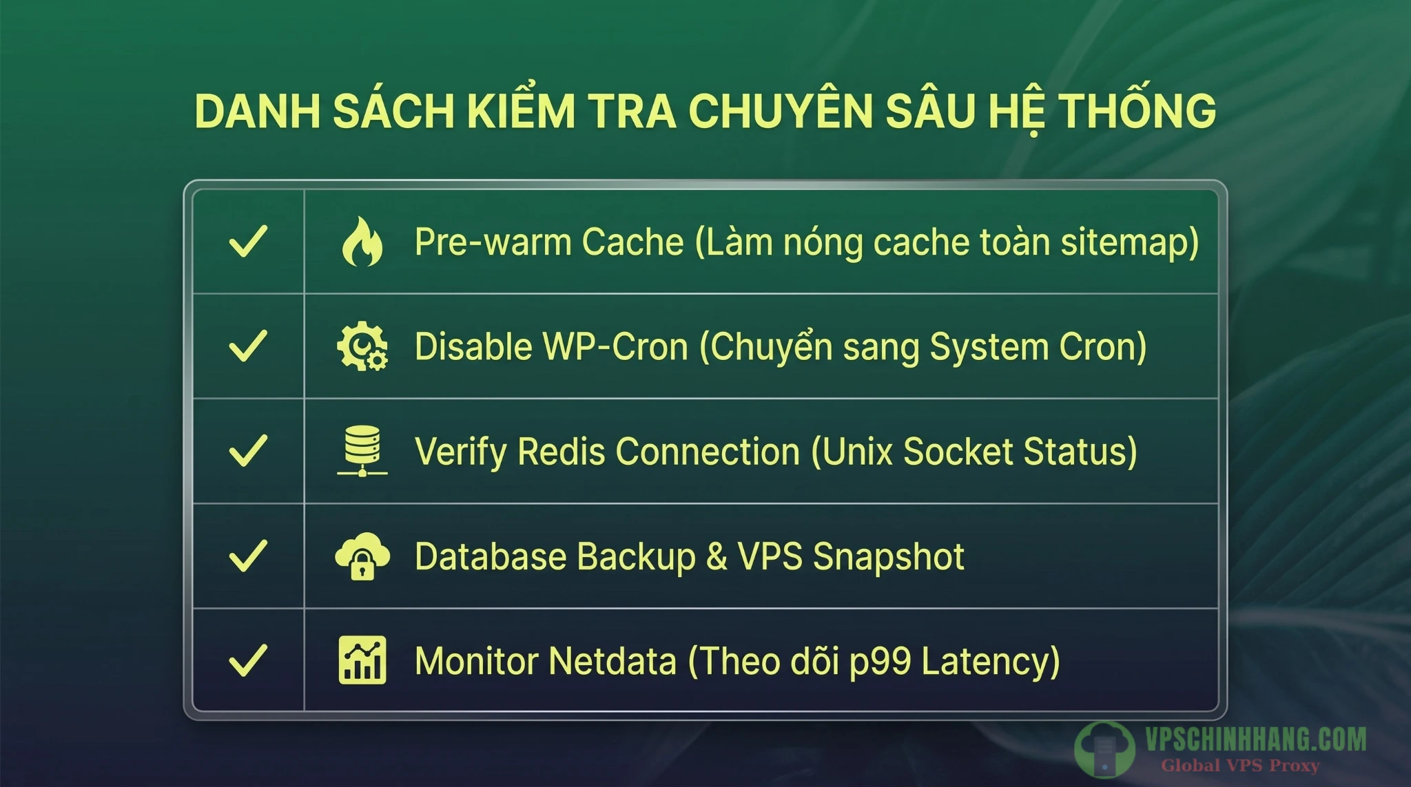 Checklist các bước cần thực hiện để tối ưu VPS WordPress trước giờ mở bán Flash Sale.