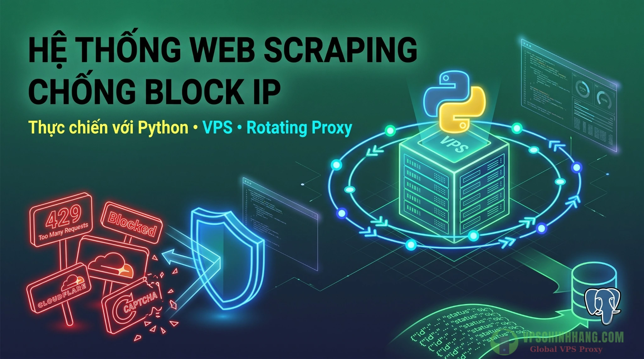 Cách xây dựng hệ thống Web Scraping chống block IP bằng Python, VPS và Rotating Proxy