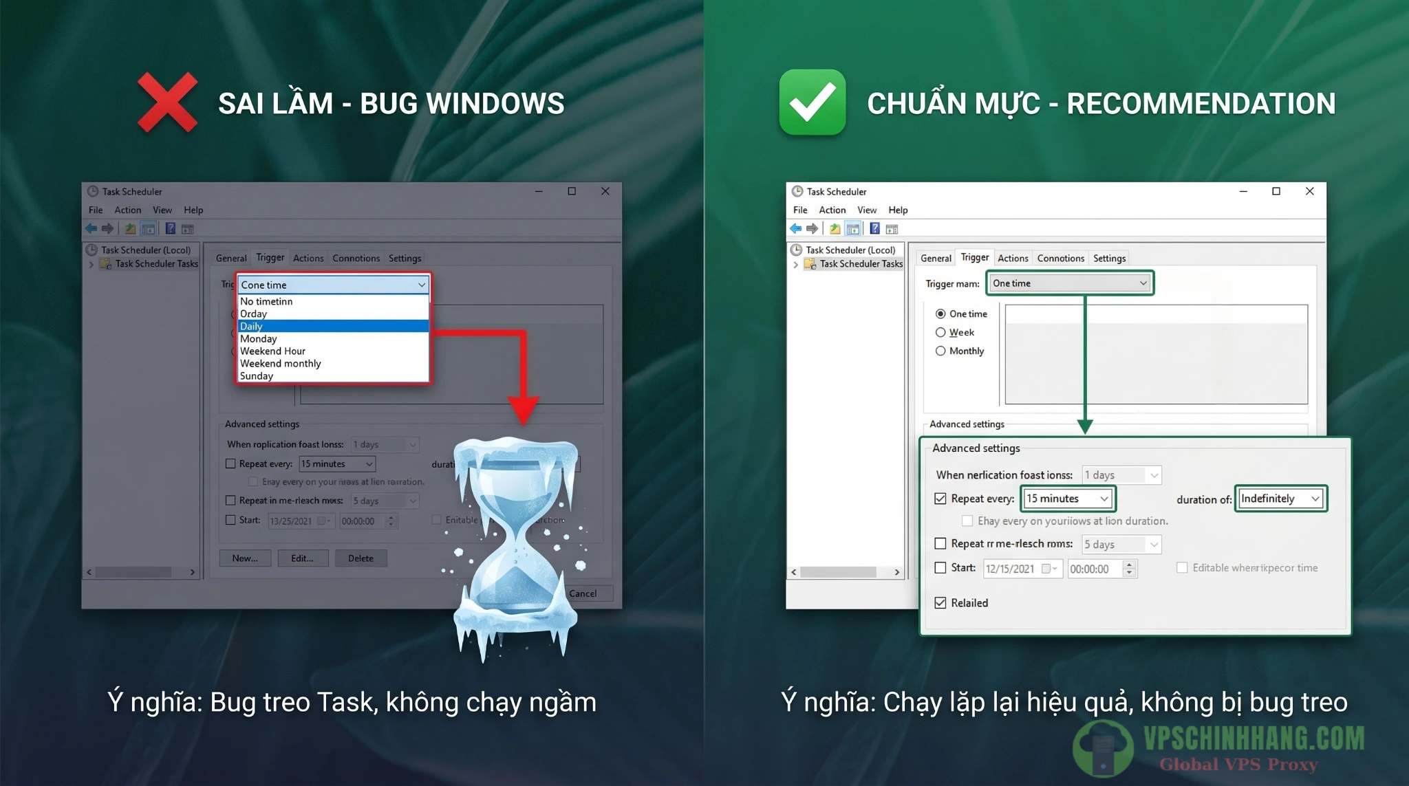 Hướng dẫn cấu hình Task Scheduler chạy ngầm định kỳ kịch bản PowerShell bảo mật để né bug của Windows Server.
